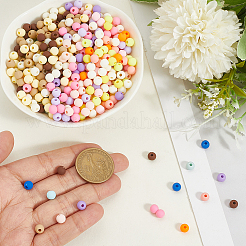 1200 pièce de perles acryliques opaques givrées de 4 couleurs&nbsp;OACR-PA0001-13