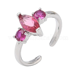 Offene Manschettenringe aus Messing mit Mikropavé und Zirkonia für Damen&nbsp;RJEW-L343-14P-01
