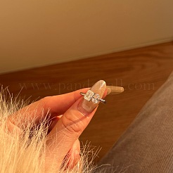 Ovale und rechteckige 925 Sterling Silber Micro Pave Zirkonia Fingerringe für Damen&nbsp;RJEW-F180-03P