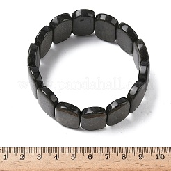 Pulseras elásticas de cuentas de obsidiana con brillo dorado natural para mujeres y hombres.&nbsp;BJEW-I323-02N