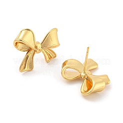 Orecchini a bottone in ottone placcato con fiocco bowknot&nbsp;EJEW-K263-34G