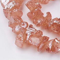 Hebras de cuentas de cristal de cuarzo natural galvanizado&nbsp;G-F336-06