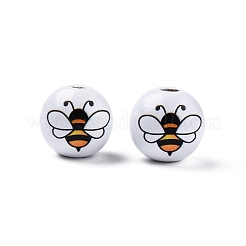Bienen Thema bedruckte Holzperlen&nbsp;WOOD-D006-05