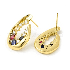 Bunte Zirkonia Twist Teardrop Ohrstecker&nbsp;EJEW-H092-05G