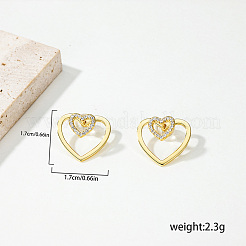 Orecchini a bottone in ottone con pavé di zirconi chiari&nbsp;DK7283