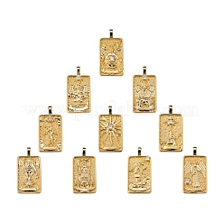 10pcs 1 colgantes de la tarjeta del tarot de la circonio cúbico clara micro pave de latón del estilo&nbsp;ZIRC-LS0001-01G