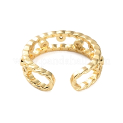 Anelli aperti da donna con micro pavé di zirconi cubici in ottone placcato a cremagliera&nbsp;RJEW-U026-03G-01
