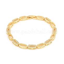 Ovale Gliederarmbänder aus Messing mit Mikropavé-Fassung aus klaren Zirkonia für Damen&nbsp;BJEW-T025-03A-G