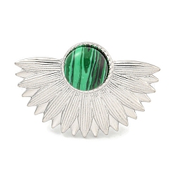 Anelli con polsino in malachite sintetica in acciaio inossidabile 304&nbsp;G-Z056-07P-05