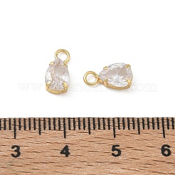 Breloques de zircone cubique clair pavés en laiton&nbsp;CU-CBAD360-01G-01