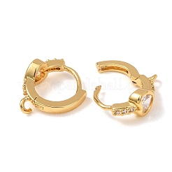 Orecchini a cerchio a forma di cuore in ottone con pavé di zirconi cubici&nbsp;KK-D259-13B-G