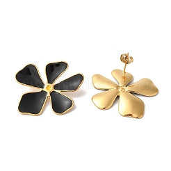 Pendientes de botón de acero inoxidable 304 con baño de iones dorado (IP) y diseño de flores para mujer&nbsp;EJEW-L287-045G