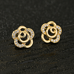 Orecchini a bottone in ottone con fiore&nbsp;NU2308