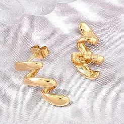 Boucles d'oreilles à clous ondulées en acier inoxydable 304 avec épingles en acier inoxydable chirurgical 316 pour femmes&nbsp;SA-CBAB549-02G