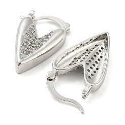 Orecchini a cerchio spessi in ottone a forma di cuore con micro pavè di zirconi trasparenti&nbsp;EJEW-Q785-03P