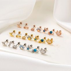 Boucles d'oreilles cartilage en acier inoxydable 316L avec zircone cubique pour femme&nbsp;WGF6ABA-06