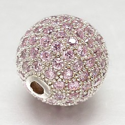 Cz Messing Micro Pave Zirkonia runde Perlen&nbsp;ZIRC-L017-8mm-16P
