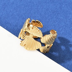 Verstellbare offene Manschettenringe aus 304 Edelstahl für Damen&nbsp;LS-RJEW-K299-01G