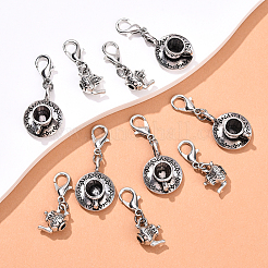 10 pièce 2 styles théière et tasse à café décorations pendentif en alliage de style tibétain&nbsp;HJEW-YW00138