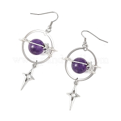 Ohrhänger mit Anhänger aus natürlichem Amethyst und Legierung&nbsp;EJEW-TA00818-04