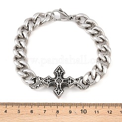 Armbänder aus Edelstahl im kubanischen Gliederstil&nbsp;BJEW-D379-04ASP