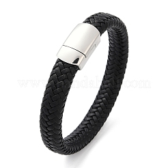 Pulseras de cordón de cuero trenzado de microfibra para mujeres y hombres&nbsp;BJEW-D304-07P-01