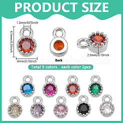 18 Stück 9 Farben Messing Glas Charms&nbsp;KK-PH0012-47P