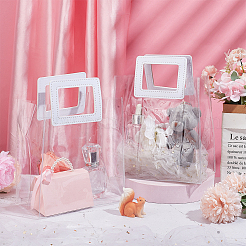 Rechteckige transparente PVC-Aufbewahrungsbeutel zum Valentinstag mit Griff&nbsp;ABAG-WH0046-05B