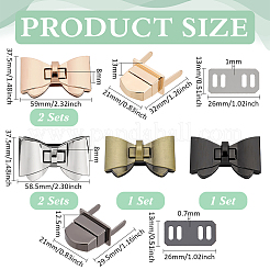 4 Farben Bowknot Zinklegierung Tasche Tuck Lock Verschlüsse&nbsp;FIND-PH0026-64