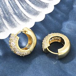 Orecchino a cerchio in ottone con micro pavé di zirconi chiari&nbsp;EJEW-Z164-14G