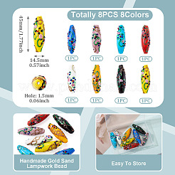 8 Stück 8 Farben handgefertigte Goldsand-Glasperlenstränge&nbsp;LAMP-TA0002-26
