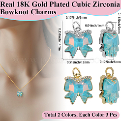 6 Stück 2 Farben Messing Micro Pave Zirkonia Charms&nbsp;KK-BBC0019-25
