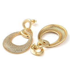 Orecchini pendenti con micro pavè di zirconi cubici in ottone placcato a cremagliera&nbsp;EJEW-M230-13G