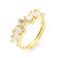 26 Stück verstellbare Ringe im 26-Stil mit Anfangsbuchstaben A~Z aus klarem Zirkonia&nbsp;RJEW-Q781-17G
