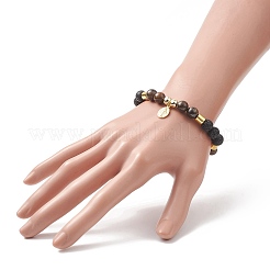 Set di 2 braccialetti elasticizzati con perline miste naturali e sintetiche tinte in stile 2 pz&nbsp;BJEW-JB09325