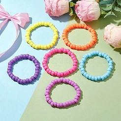 6 Stück 6 Farben Rondell undurchsichtige und mattierte Acrylperlen Stretch-Armband-Sets&nbsp;BJEW-JB10304