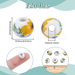 120 Stück Porzellanperlen mit Blumenmuster&nbsp;PORC-UN0001-04