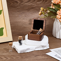 Quadratische magnetische Aufbewahrungsboxen aus Holz mit Pfotenabdruck und Tierfell-Andenken mit 3 Wunschflasche aus Glaskorken&nbsp;CON-WH0089-172