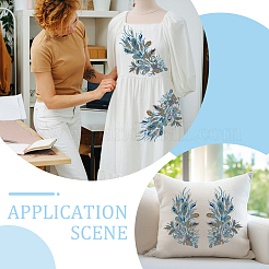 2 Stück 2 Stile Pfauenfederform Polyester Stickerei zum Aufnähen von Blumenapplikationen&nbsp;PATC-MA0001-35
