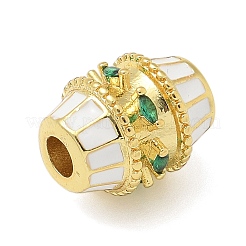 Perline distanziatrici in zirconia cubica micro pavé in ottone a barile&nbsp;KK-U050-11G-02