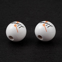 Perles européennes en bois naturel imprimées&nbsp;WOOD-C015-09C