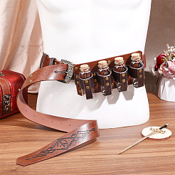 Rechteckige mittelalterliche Gürteltasche aus PU-Leder mit 4 Glastrankflasche&nbsp;AJEW-WH0077-080A