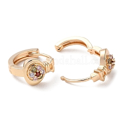 Boucles d'oreilles créoles en laiton plaqué micro pavé&nbsp;LS-EJEW-P238-17KCG
