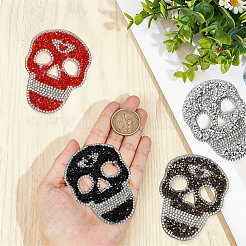 8 pezzo di strass hotfix a forma di teschio in 4 stili (adesivo hot melt sul retro)&nbsp;DIY-GF0014-21