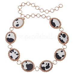 Chaîne de taille à maillons ovales en alliage avec imprimé vache en similicuir pour femmes&nbsp;FS-WGD408C-01