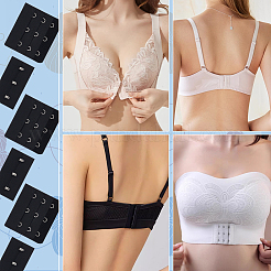 Polyester Damen 3 Reihen x 3 Haken Langleinen-Korsett-BH-Verlängerung&nbsp;FIND-WH0148-149B