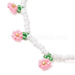 Braccialetti con ciondoli floreali in perline di vetro per donna&nbsp;BJEW-MZ00306-01