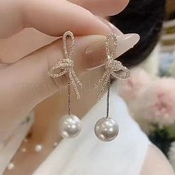 Bowknot Zinklegierung Kristall Strass baumeln Ohrstecker&nbsp;FS-WGBBCF3-01