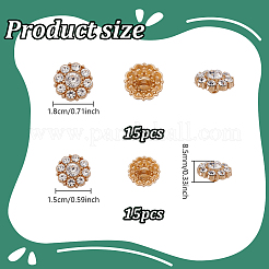 30 Stück 2 Stile 1-Loch-Legierung Strass Schaftknöpfe&nbsp;BUTT-GA0001-44KCG