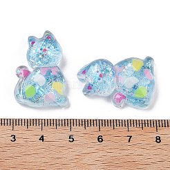 Cabochons décodés chaton bowknot en résine transparente&nbsp;RESI-M045-07E